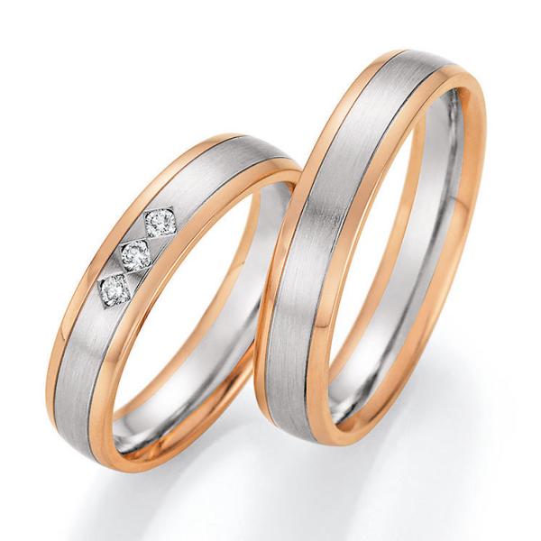 Nowotny-Collection Ruesch Trauringe Weiss-Rotgold 66/60150-045 + 66/60160-045